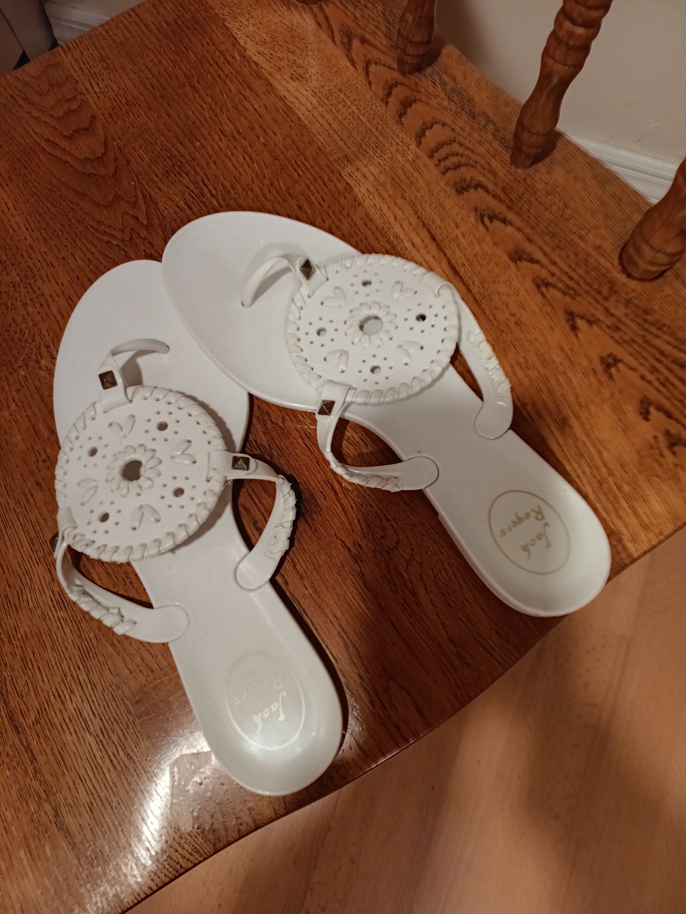 Jack Rogers White Cutout Medallion Sandals